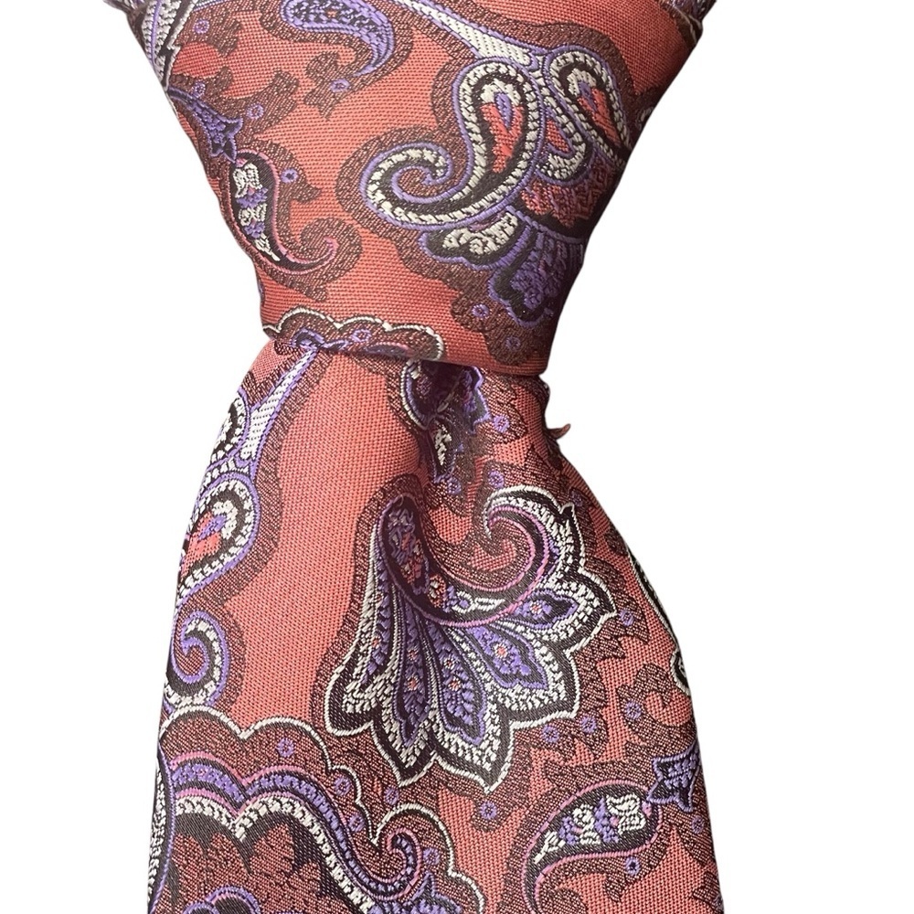 Brand Q Pink Purple‎ Paisley Neck Tie Microfiber Career Office Easter Business